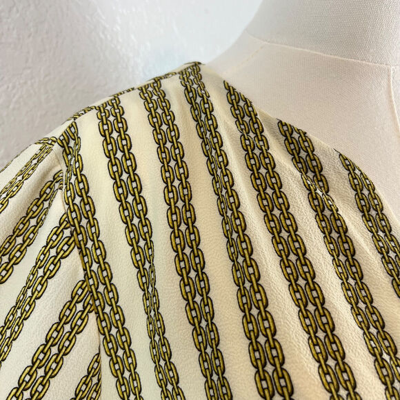 Michael Kors Top Womens 2X Cream Chain Link Print Lightweight Casual Nautical - Picture 4 of 11